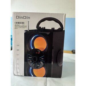 DinDin Bluetooth Portable Wireless Speaker With Subwoofer Remote USB TF Card Slo